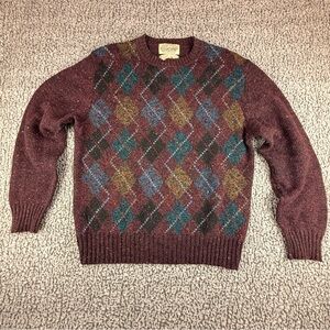 Vintage Britches Great Outdoors Men's Medium Maroon Multicolored 100% Pure Wool